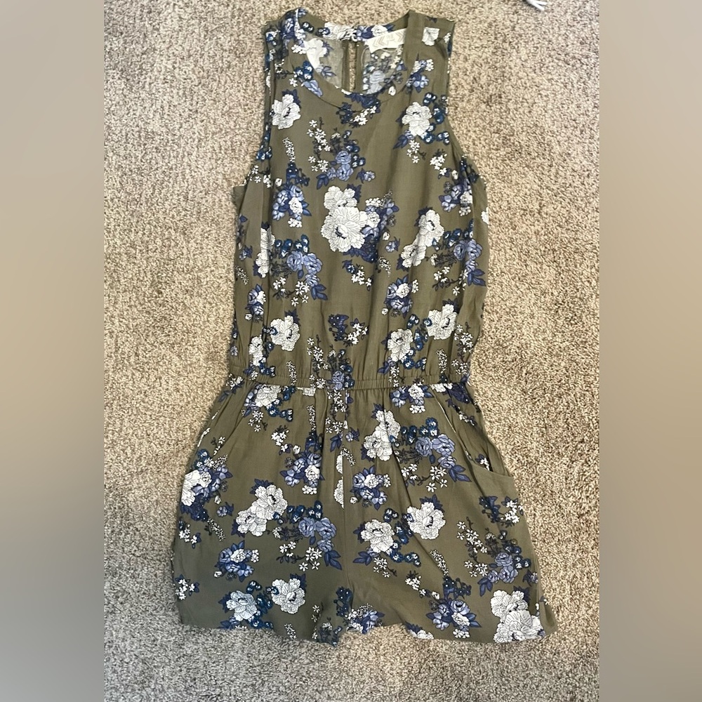 Green Floral Romper